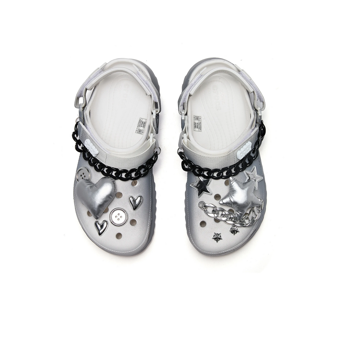 Custom Crocs Grey Sliver Star Decorations