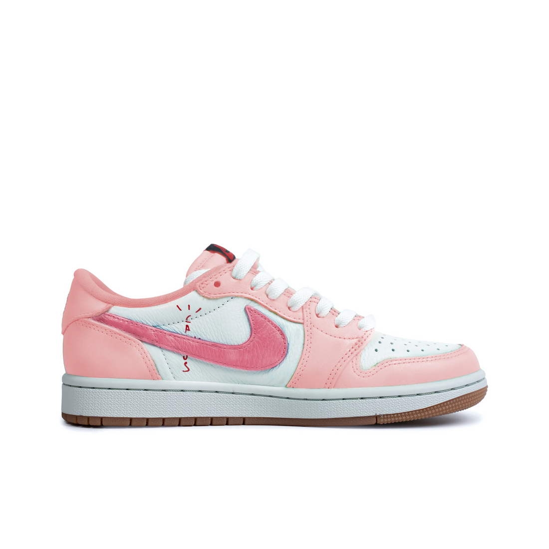 Travis Scott Jordan 1 Custom Jordans White Light And Dark Pink