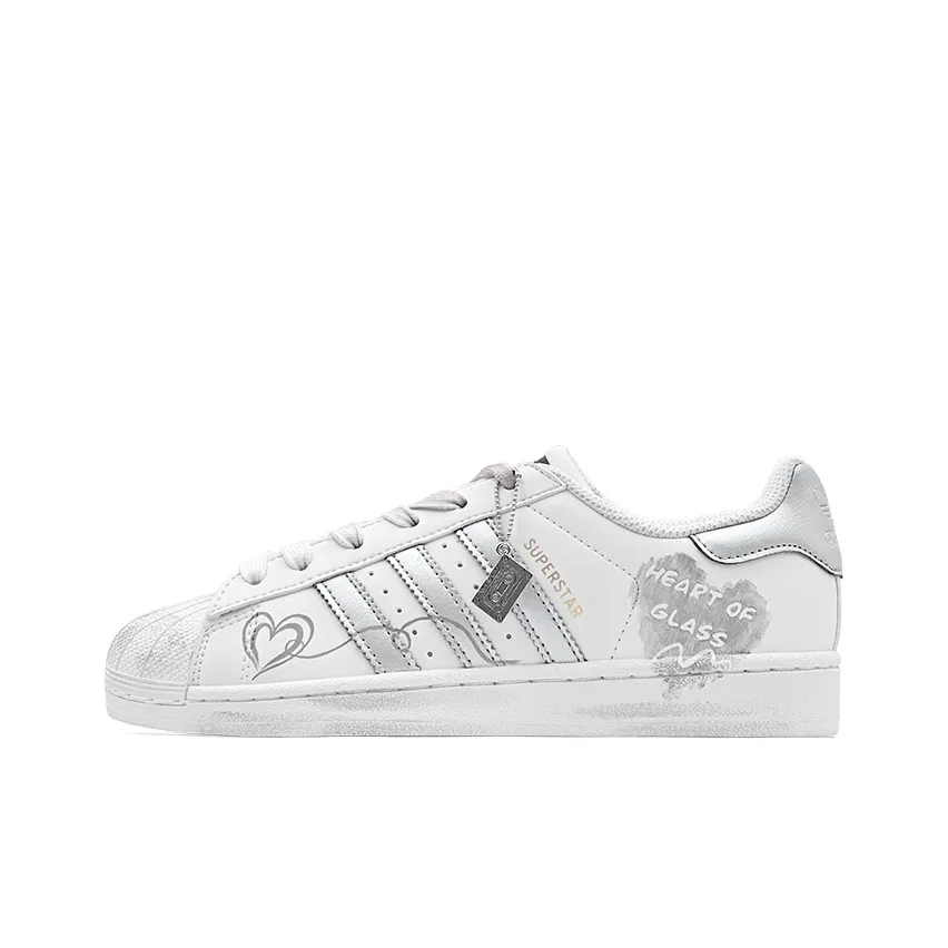 Custom Adidas White Sliver Love Heart