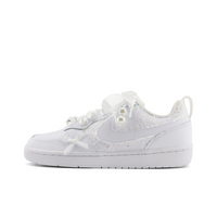Custom Air Jordan 1 White Lace Pearls Bow Wedding Shoes