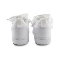Custom Air Jordan 1 White Lace Pearls Bow Wedding Shoes