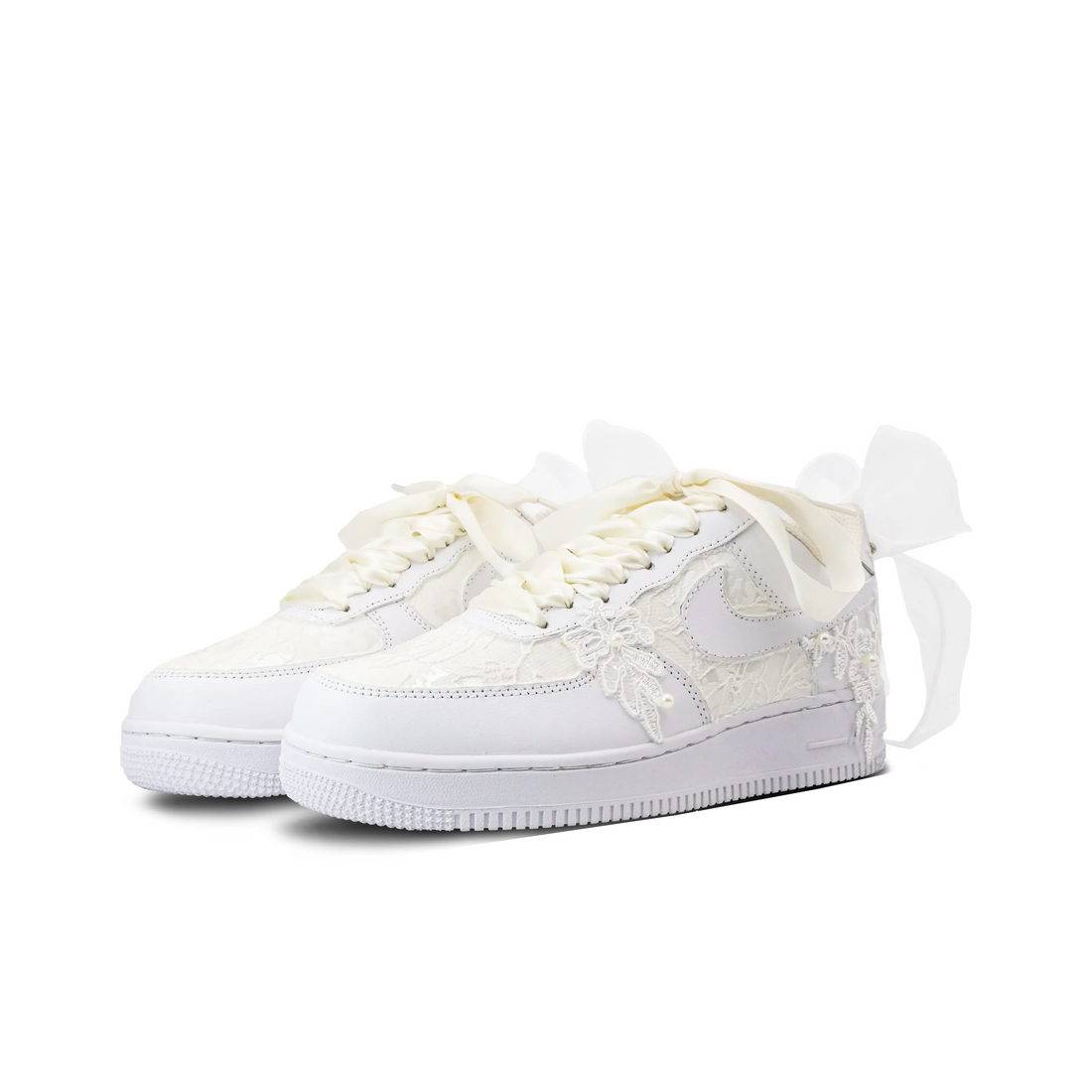 Custom Air Force 1 White Beige Lace Wedding Shoes
