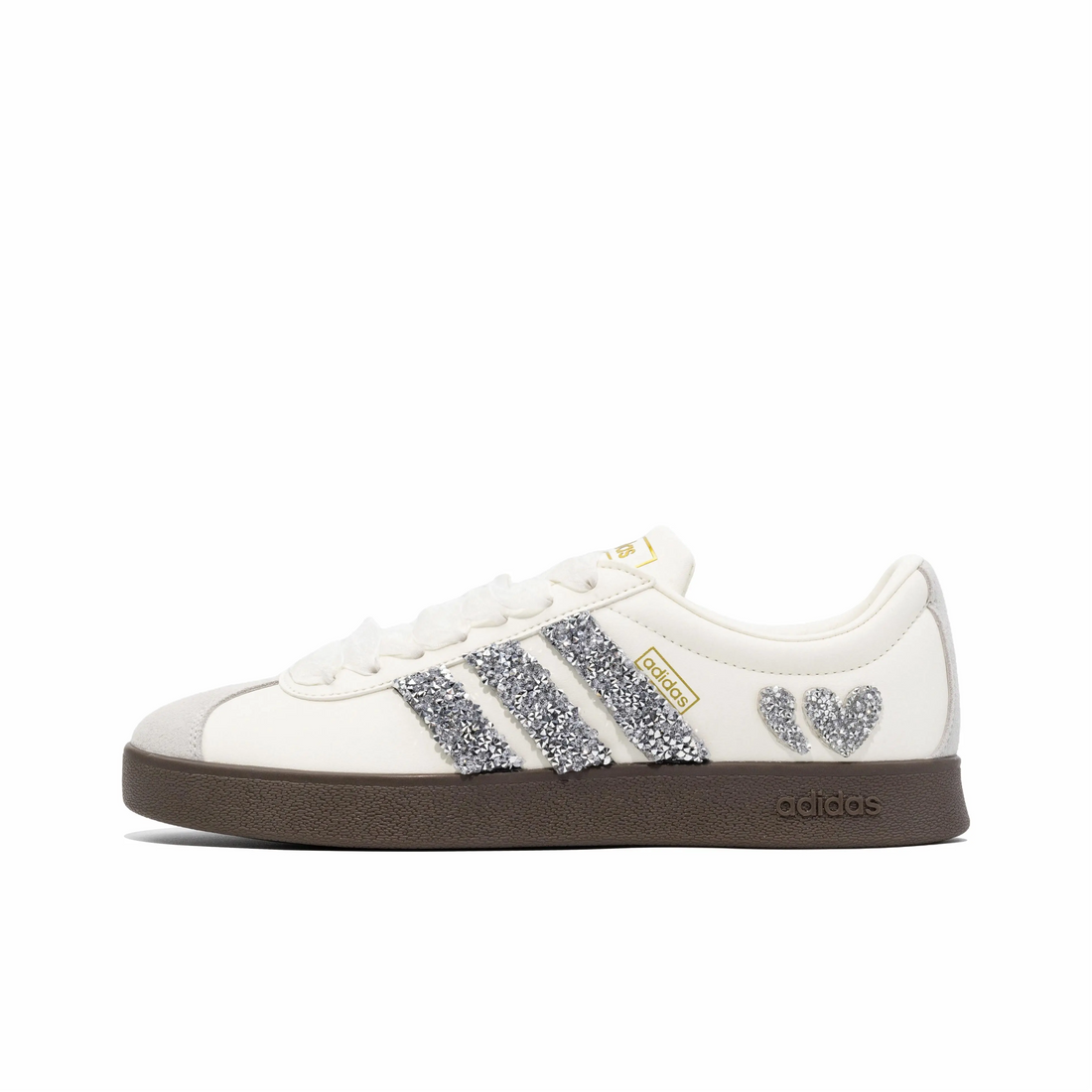 White Sliver-Grey Love Heart - Adidas Samba Custom