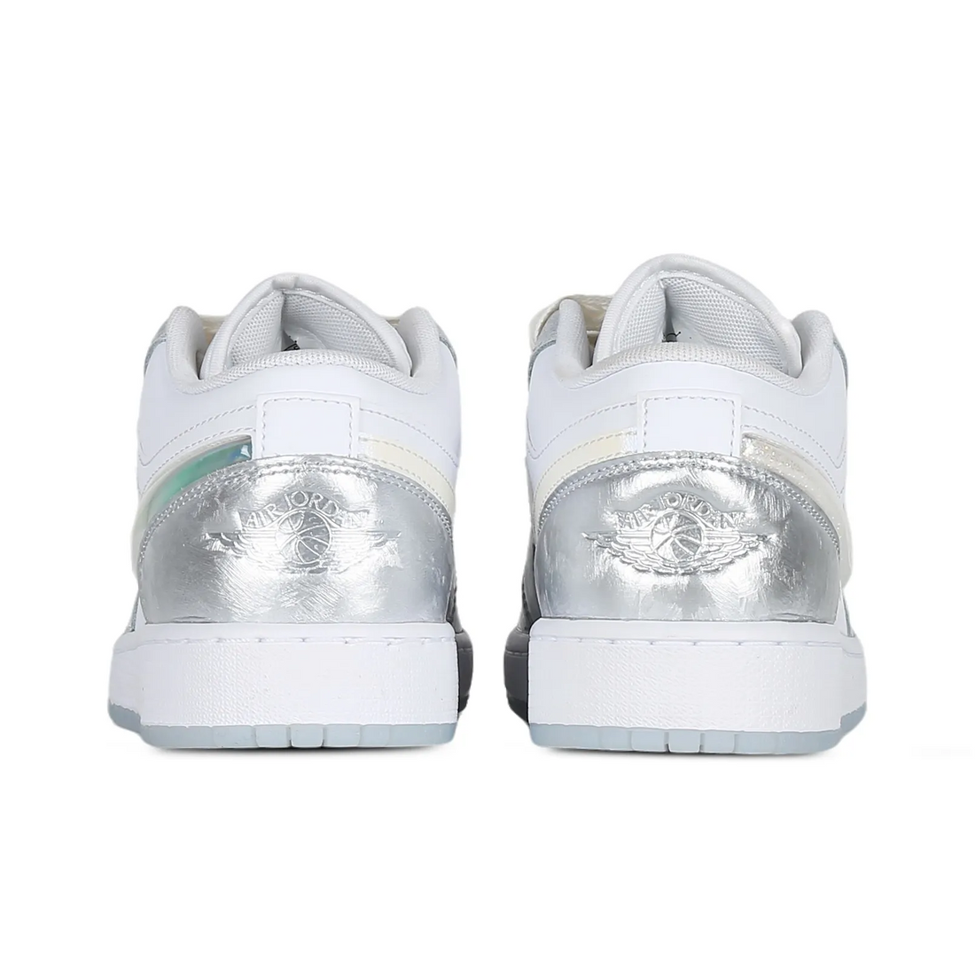 Custom Air Jordan 1 White Sliver Jelly Strips Swoosh Low