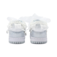 Custom Dunk Light Blue Diamonds Pearl Lace Wedding Shoes