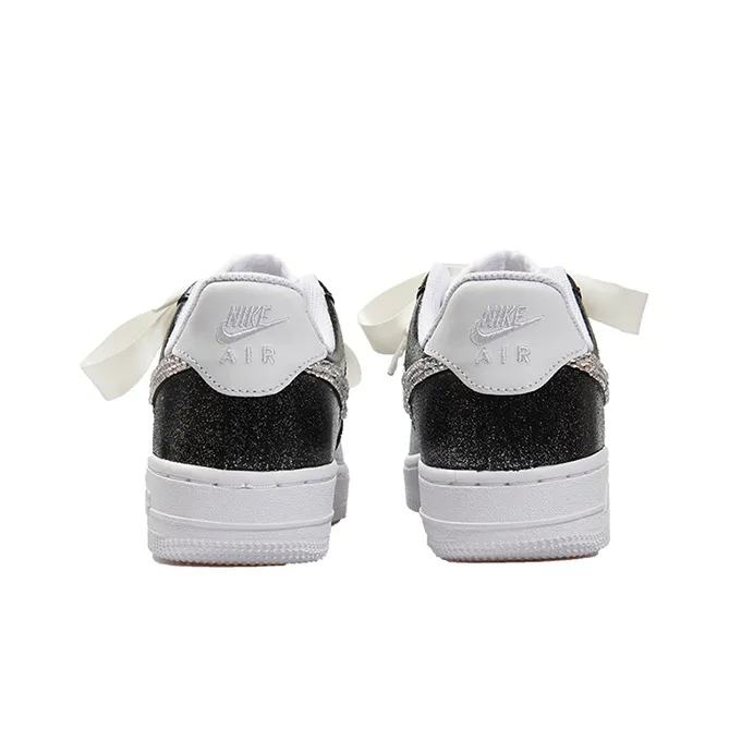 Custom Air Force 1 White Black Gradient Diamonds Swoosh Wedding Shoes