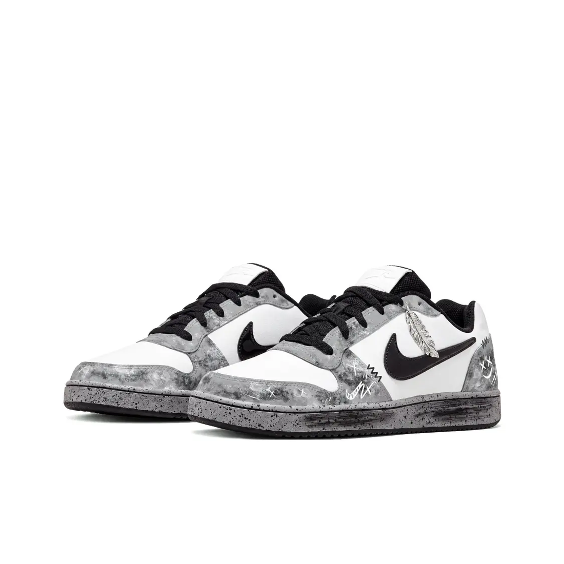 Custom Black and Silver Nike Sneakers Personalized Shoes