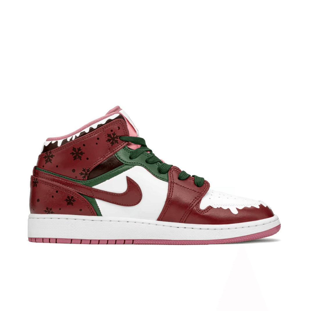 Custom Air Jordan 1 Christmas Dark Red White Snowman Pendant