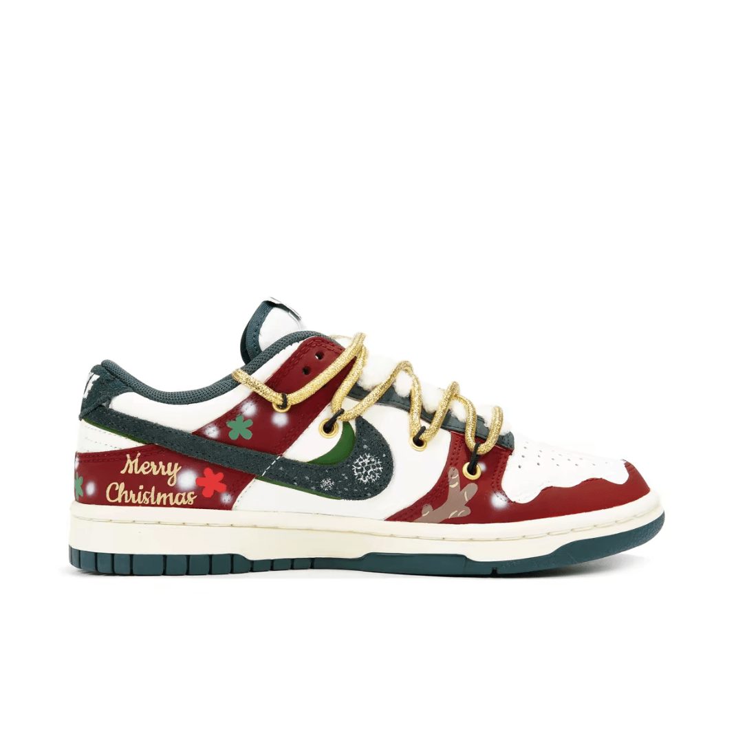 Custom Dunk Christmas Red Dark Green Snowflake Pendant