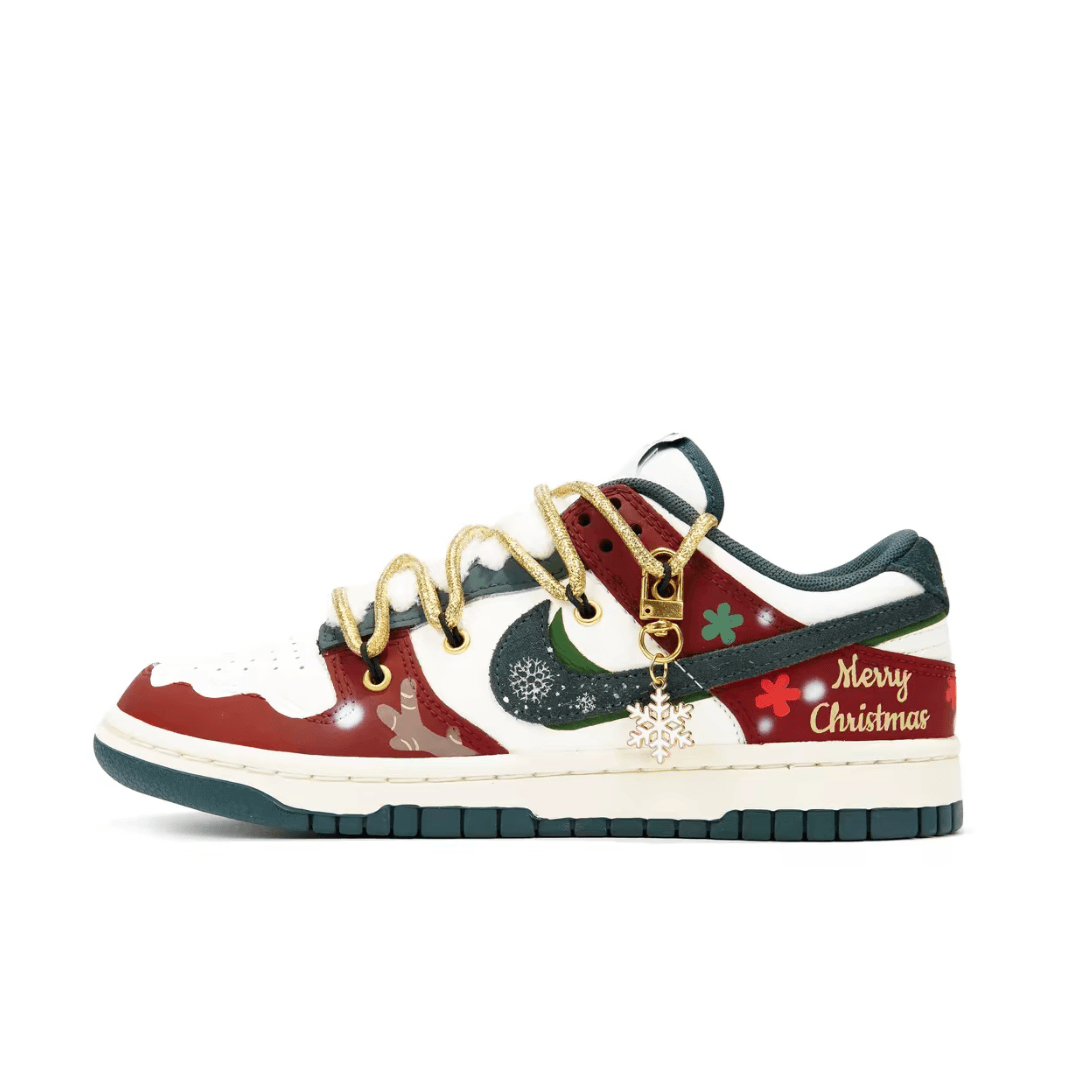 Custom Dunk Christmas Red Dark Green Snowflake Pendant